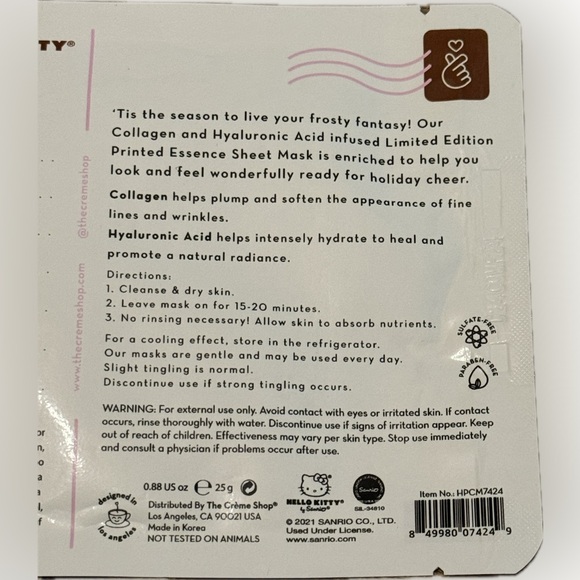 Brand New Excellent Product The CRÈME Shop X HELLO KITTY  Sheet Mask - Picture 4 of 5